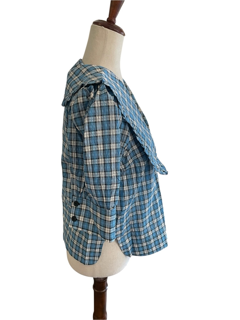 GANNI Seersucker Plaid Collar Blouse - Picture 6 of 15